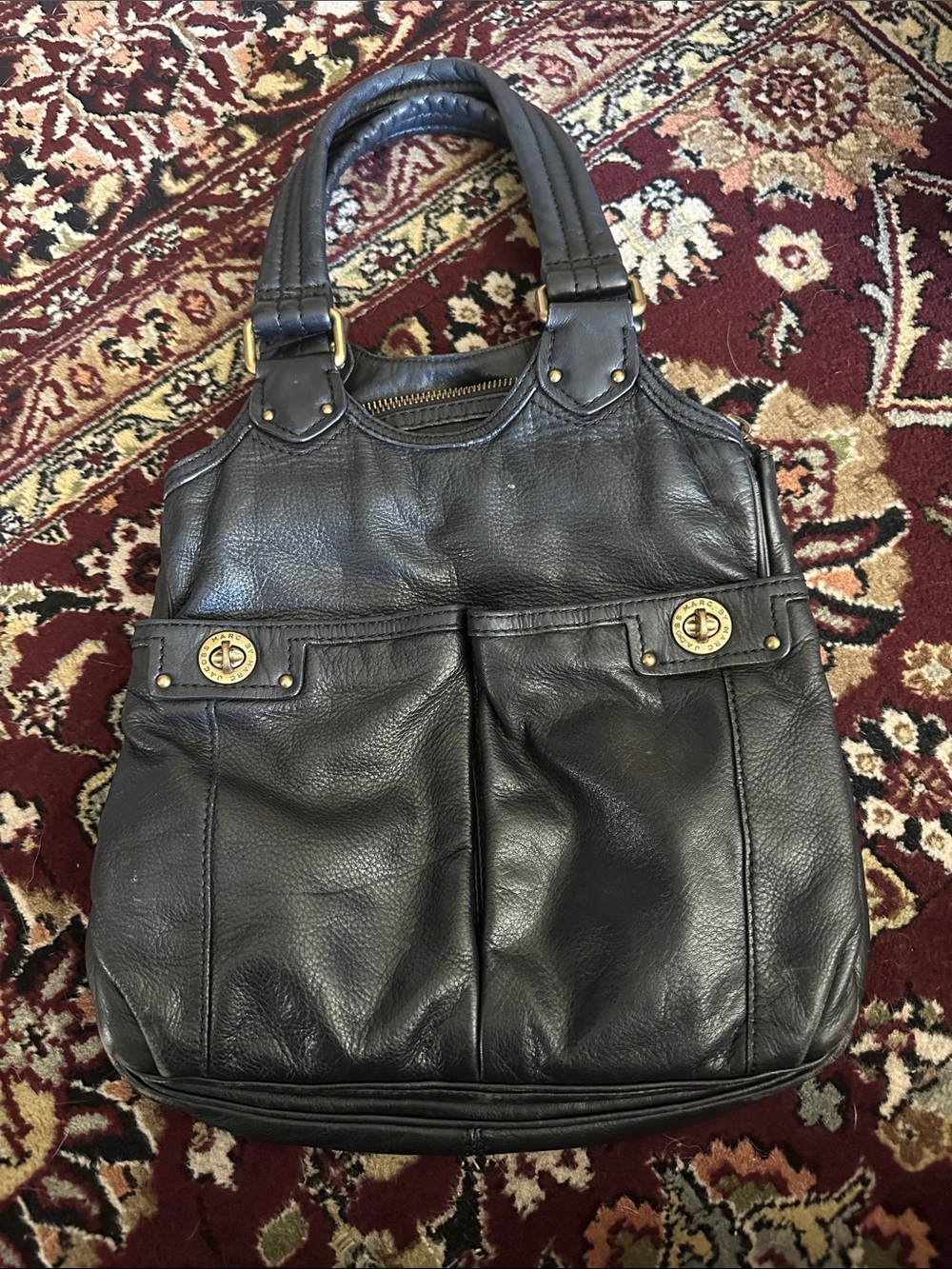 Marc Jacobs Black Leather Tote Handbag - Classic Women's Shoulder Bag - Picture 5 of 6
